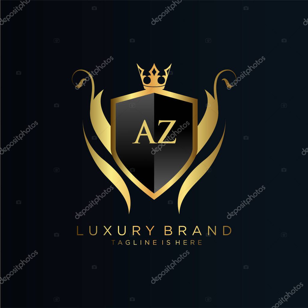 Letter Initial with Royal Template.elegant with crown logo vector, Creative Lettering Logo Vector Illustration.
