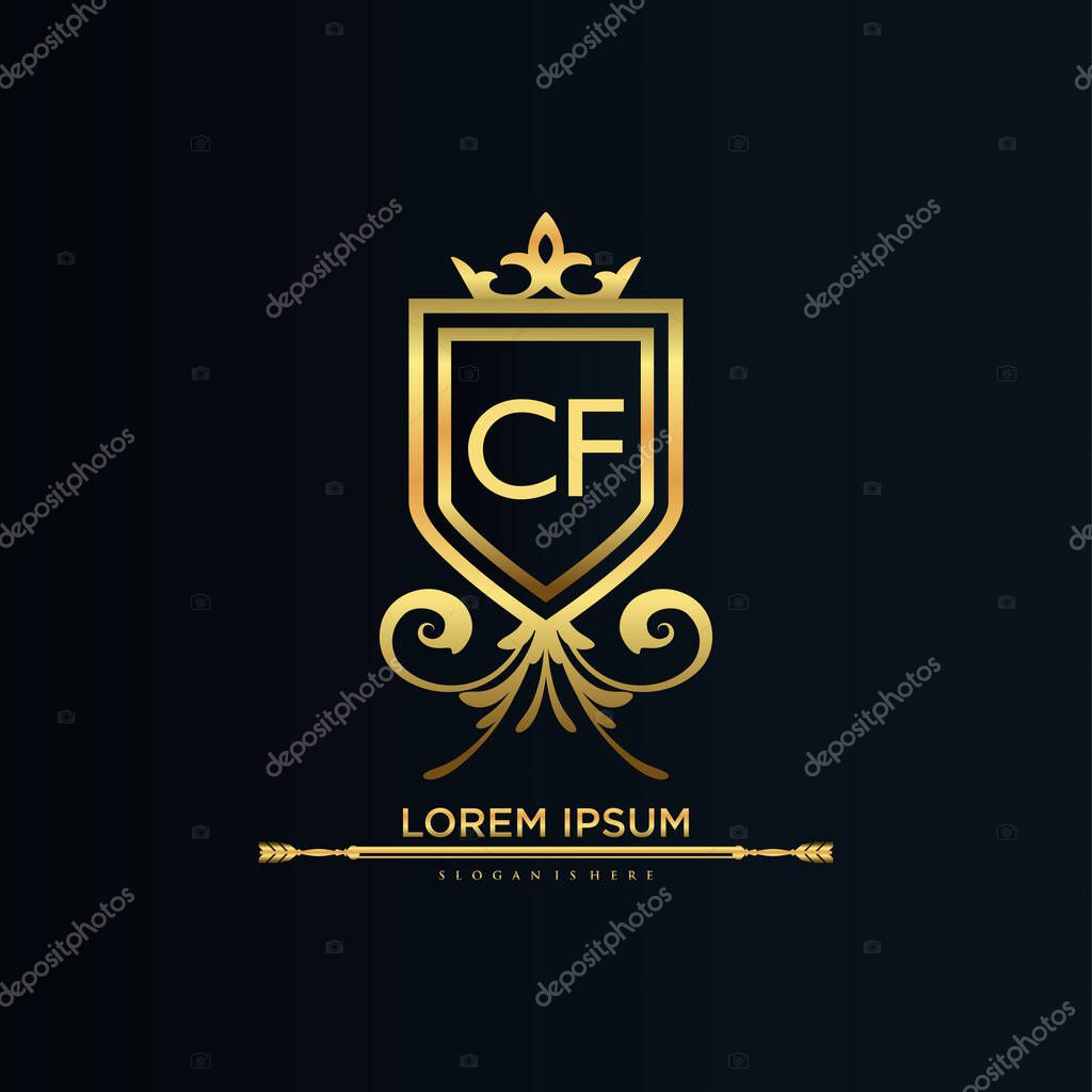Letter Initial with Royal Template.elegant with crown logo vector, Creative Lettering Logo Vector Illustration