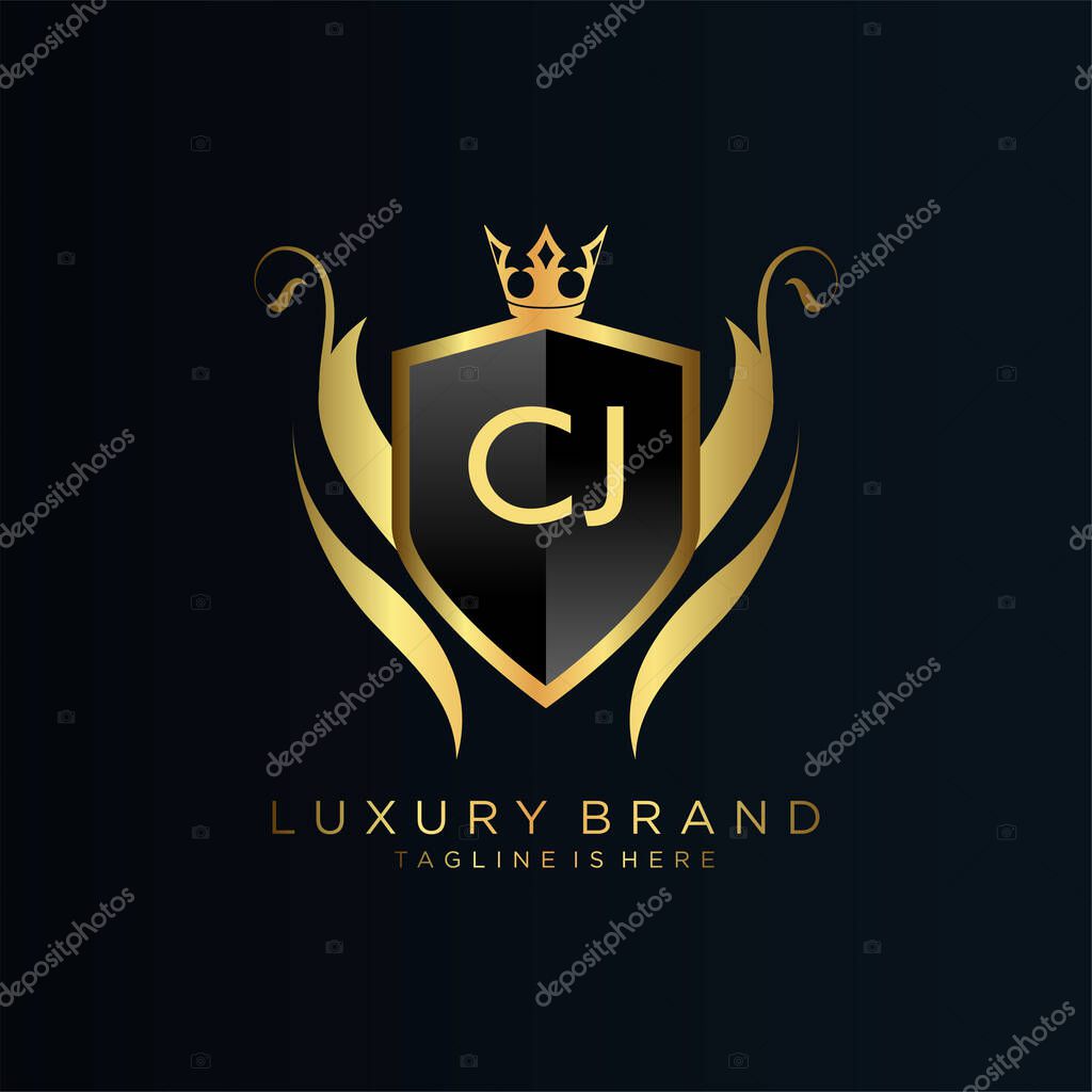 Letter Initial with Royal Template.elegant with crown logo vector, Creative Lettering Logo Vector Illustration