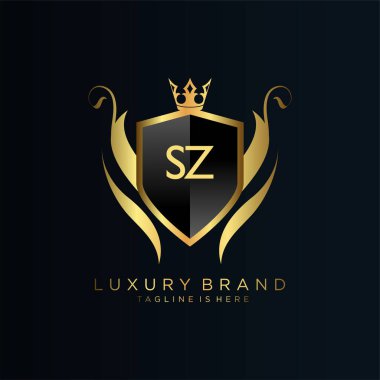 Kraliyet Şablonu ile Harf Baş harfleri. Crown logo vektörü ile zarif, Yaratıcı Harf Logosu Vektörü İllüstrasyonu.