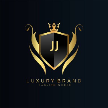 Kraliyet Şablonu ile Harf Baş harfleri. Crown logo vektörü ile zarif, Yaratıcı Harf Logosu Vektörü İllüstrasyonu.