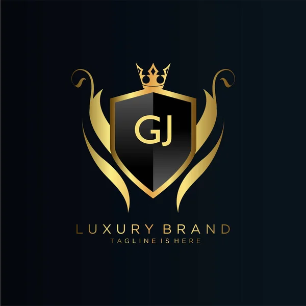 Letter Initial Royal Template Elegant Crown Logo Vector Creative Lettering — Stock Vector