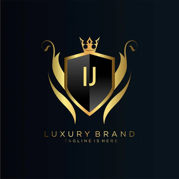 List Początkowy Royal Template Elegant Wektorem Logo Korony Creative Lettering — Wektor stockowy