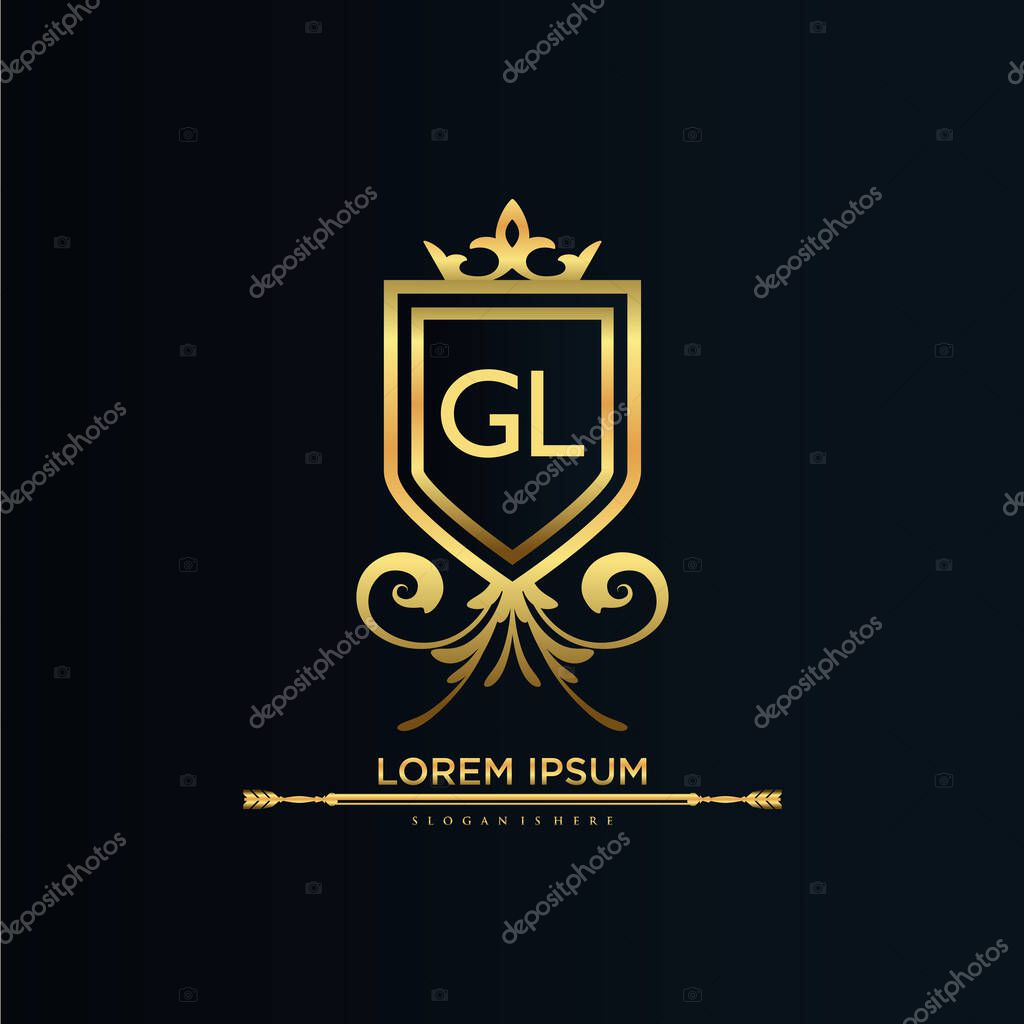 Letter Initial with Royal Template.elegant with crown logo vector, Creative Lettering Logo Vector Illustration
