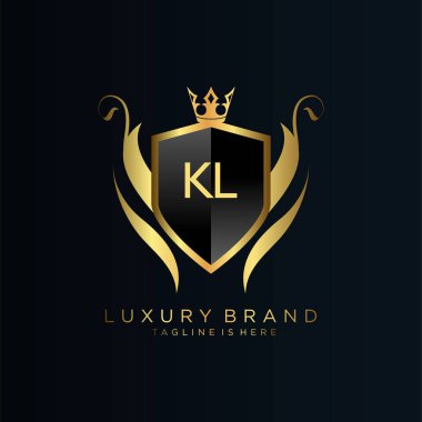 Kraliyet Şablonu ile Harf Baş harfleri. Crown logo vektörü ile zarif, Yaratıcı Harf Logosu Vektörü İllüstrasyonu.