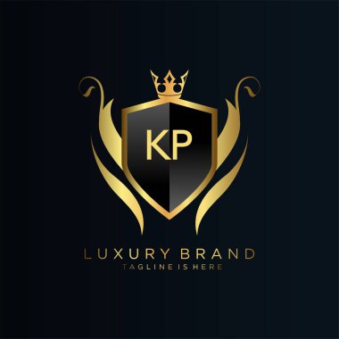 Kraliyet Şablonu ile Harf Baş harfleri. Crown logo vektörü ile zarif, Yaratıcı Harf Logosu Vektörü İllüstrasyonu.