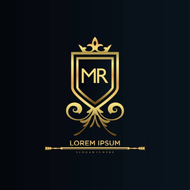 Kraliyet Şablonu ile Harf Baş harfleri. Crown logo vektörü ile zarif, Yaratıcı Harf Logosu Vektörü İllüstrasyonu.