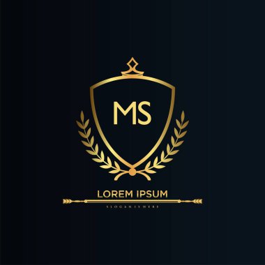 Kraliyet Şablonu ile Harf Baş harfleri. Crown logo vektörü ile zarif, Yaratıcı Harf Logosu Vektörü İllüstrasyonu.