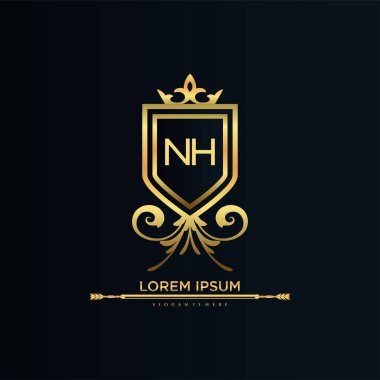 Kraliyet Şablonu ile Harf Baş harfleri. Crown logo vektörü ile zarif, Yaratıcı Harf Logosu Vektörü İllüstrasyonu.