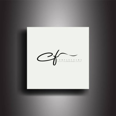 CF İmza Biçimi monogramı. Kaligrafi harf simgesi ve el yazısı vektörü