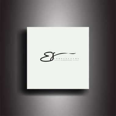 ES İmza biçimi monogramı. Kaligrafi harf simgesi ve el yazısı vektörü