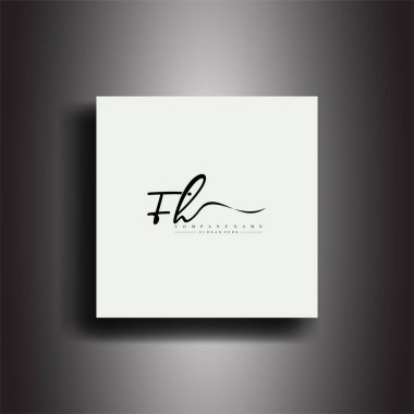 FH İmza Biçimi monogramı. Kaligrafik harf simgesi ve el yazısı vektörü
