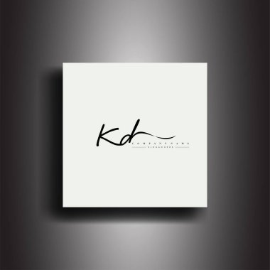 KD İmza biçimi monogramı. Kaligrafik harf simgesi ve el yazısı vektörü