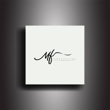 MF İmza Biçimi monogramı. Kaligrafi harf simgesi ve el yazısı vektör sanat tasarımı