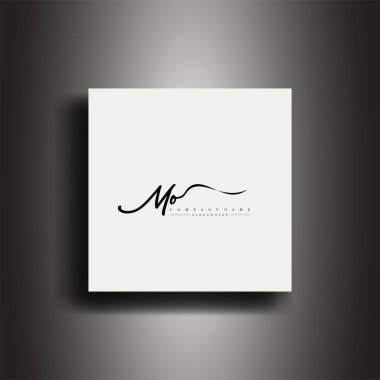 MO İmza Biçimi monogramı. Kaligrafi harf simgesi ve el yazısı vektör sanat tasarımı