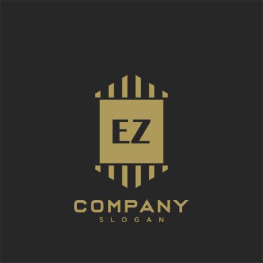 EZ baş harflerinin baş harflerinin baş harfleri. Minimalist sembol vektör tasarımı. Lüks logot Şablonu.