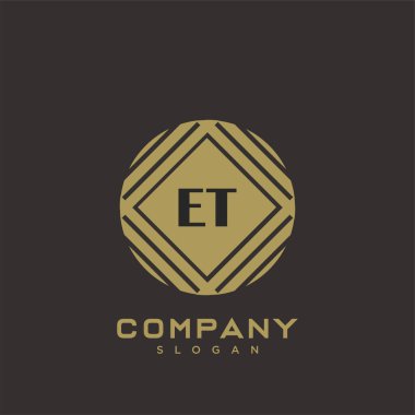 ET Premium harflerinin baş harfleri. Minimalist sembol vektör tasarımı. Lüks logot Şablonu.