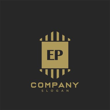 EP monogram harflerinin baş harfleri. Minimalist sembol vektör tasarımı. Lüks logot Şablonu.