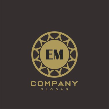 EM monogram harflerinin baş harfleri. Minimalist sembol vektör tasarımı. Lüks logot Şablonu.
