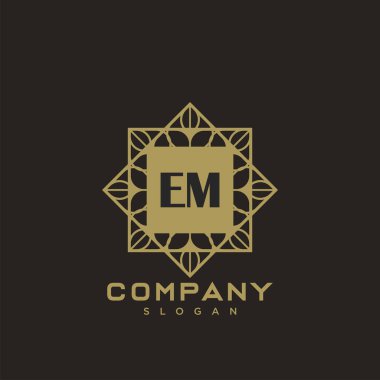 EM monogram harflerinin baş harfleri. Minimalist sembol vektör tasarımı. Lüks logot Şablonu.