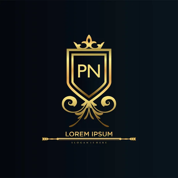 Letter Initial Met Royal Template Elegant Met Kroon Logo Vector — Stockvector