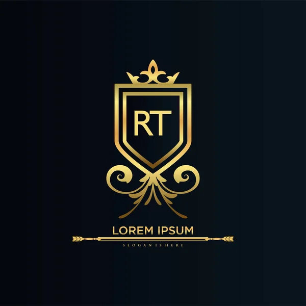 Letter Initial Met Royal Template Elegant Met Kroon Logo Vector — Stockvector