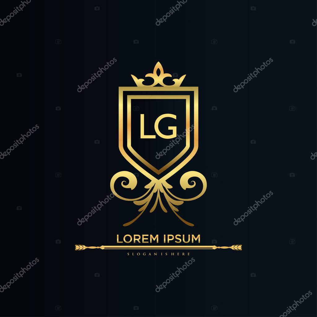 Letter Initial with Royal Template.elegant with crown logo vector, Creative Lettering Logo Vector Illustration.