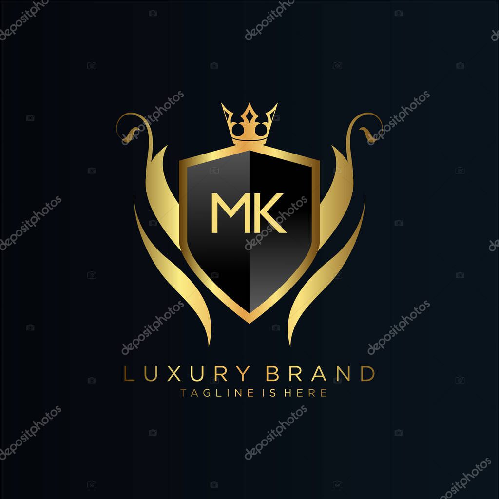 Letter Initial with Royal Template.elegant with crown logo vector, Creative Lettering Logo Vector Illustration.