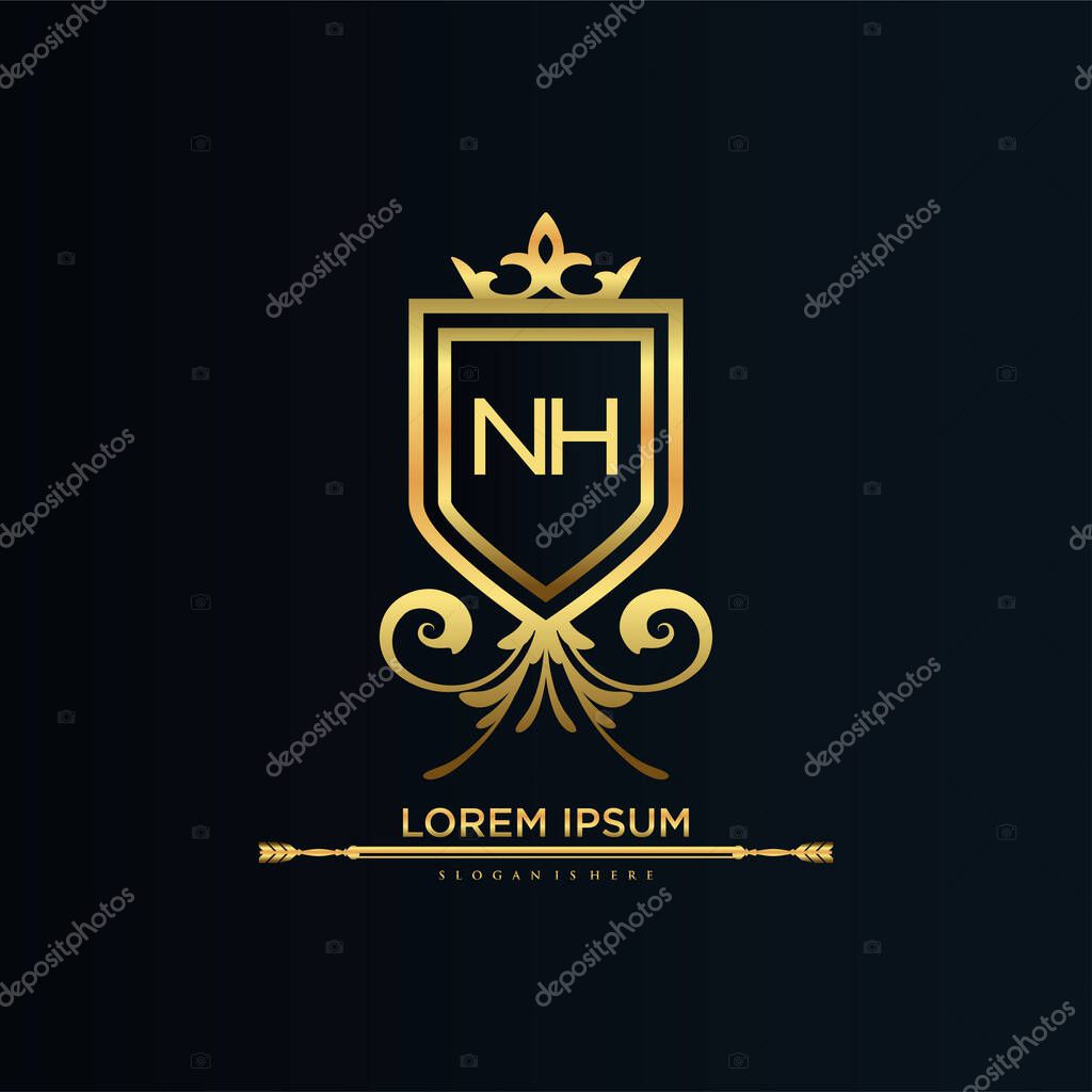 Letter Initial with Royal Template.elegant with crown logo vector, Creative Lettering Logo Vector Illustration.
