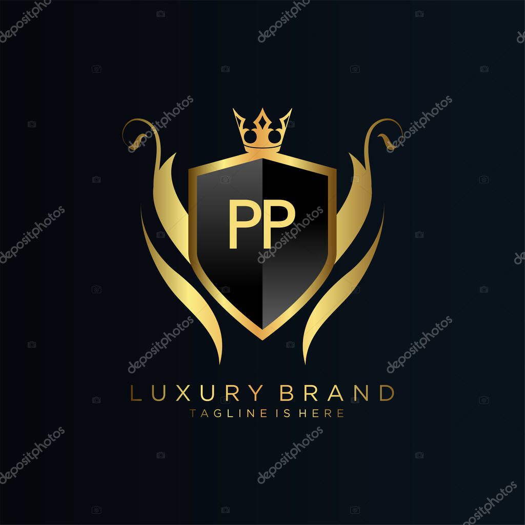 Letter Initial with Royal Template.elegant with crown logo vector, Creative Lettering Logo Vector Illustration.