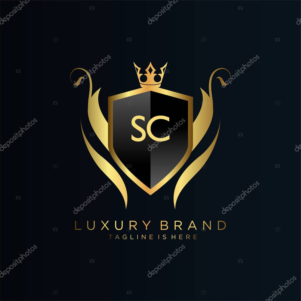 Letter Initial with Royal Template.elegant with crown logo vector, Creative Lettering Logo Vector Illustration.