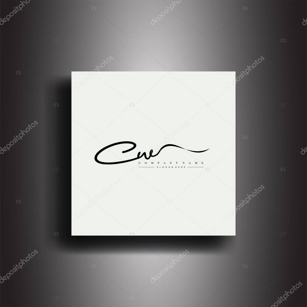 CW Signature style monogram.Calligraphic lettering icon and handwriting vector