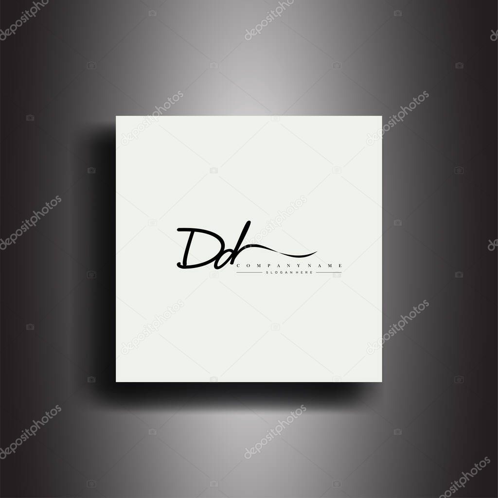 DD Signature style monogram.Calligraphic lettering icon and handwriting vector