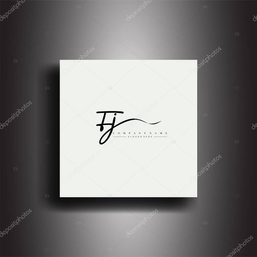 FJ Signature style monogram.Calligraphic lettering icon and handwriting vector