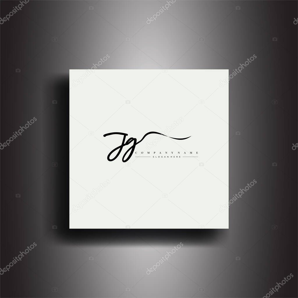 JG Signature style monogram.Calligraphic lettering icon and handwriting vector