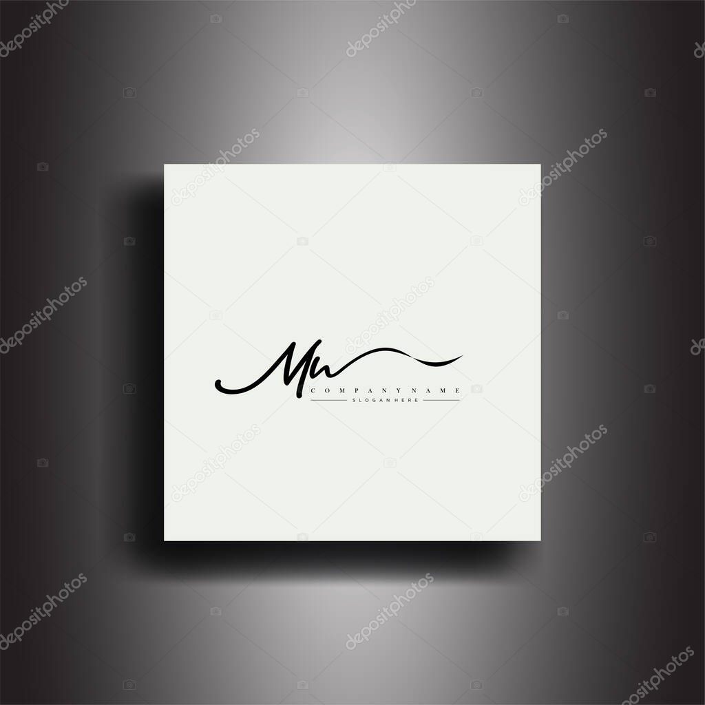 MN Signature style monogram.Calligraphic lettering icon and handwriting vector art Design