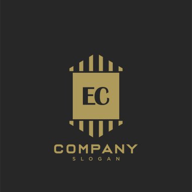 EC Premium harfinin baş harfleri logo. Minimalist sembol vektör tasarımı. Lüks logot Şablonu.