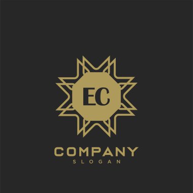 EC Premium harfinin baş harfleri logo. Minimalist sembol vektör tasarımı. Lüks logot Şablonu.