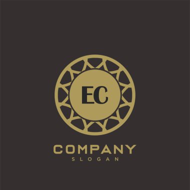 EC Premium harfinin baş harfleri logo. Minimalist sembol vektör tasarımı. Lüks logot Şablonu.