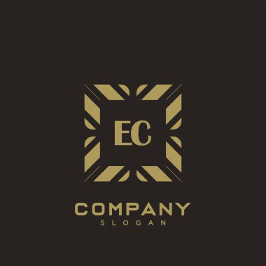 EC Premium harfinin baş harfleri logo. Minimalist sembol vektör tasarımı. Lüks logot Şablonu.