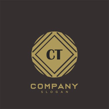 Tomografi, baş harflerin baş harfleri. Minimalist sembol vektör tasarımı. Lüks logot Şablonu.