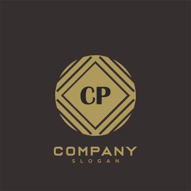 CP baş harflerinin baş harflerinin baş harfleri. Minimalist sembol vektör tasarımı. Lüks logot Şablonu.