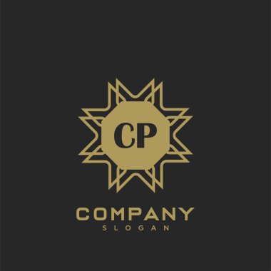 CP baş harflerinin baş harflerinin baş harfleri. Minimalist sembol vektör tasarımı. Lüks logot Şablonu.