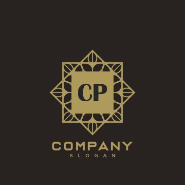 CP baş harflerinin baş harflerinin baş harfleri. Minimalist sembol vektör tasarımı. Lüks logot Şablonu.