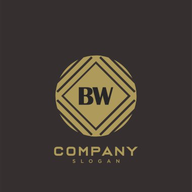 BW Premium harflerin baş harflerinin logosu. Minimalist sembol vektör tasarımı. Lüks logot Şablonu.