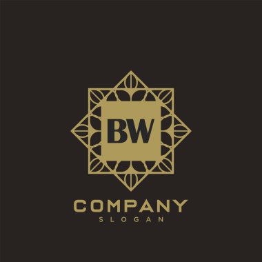 BW Premium harflerin baş harflerinin logosu. Minimalist sembol vektör tasarımı. Lüks logot Şablonu.