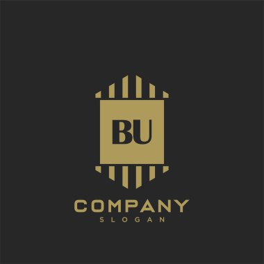 BU Premium harflerinin baş harflerinin logosu. Minimalist sembol vektör tasarımı. Lüks logot Şablonu.