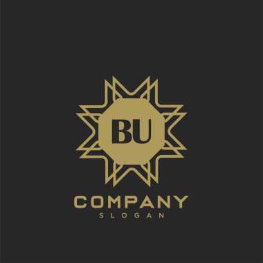 BU Premium harflerinin baş harflerinin logosu. Minimalist sembol vektör tasarımı. Lüks logot Şablonu.