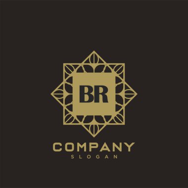 BR Premium harflerinin baş harflerinin logosu. Minimalist sembol vektör tasarımı. Lüks logot Şablonu.