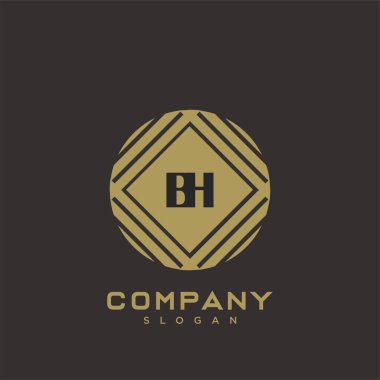 BH Premium harfinin baş harflerinin logosu. Minimalist sembol vektör tasarımı. Lüks logot Şablonu.